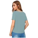 Generic Women's Polyester, Knitting Western Wear T-Shirt (Pista) - Image 2