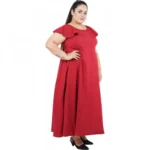 Generic Women's Fit And Flare Maroon Dress (Color:Maroon, Material:Polyester) - Image 2
