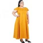 Generic Women's Fit And Flare Yellow Dress (Color:Yellow, Material:Polyester) - Image 2