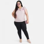 Generic Women's Casual Flared Sleeve Printed Pink Top (Color:Pink, Material:Crepe) - Image 2