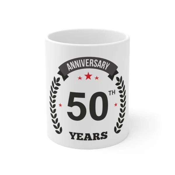 Generic Ceramic 50th Anniversary Printed Coffee Mug (Color: White, Capacity:330ml)