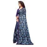 Generic Women's Lycra Blend Saree with Blouse (Blue, 5-6 Mtrs) - Image 3
