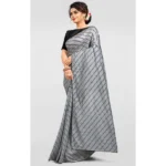 Generic Women's Vichitra Saree with Blouse (Grey, 5-6 Mtrs) - Image 3