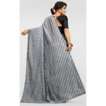 Generic Women's Vichitra Saree with Blouse (Grey, 5-6 Mtrs) - Image 2