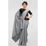Generic Women's Vichitra Saree with Blouse (Grey, 5-6 Mtrs) - Image 4