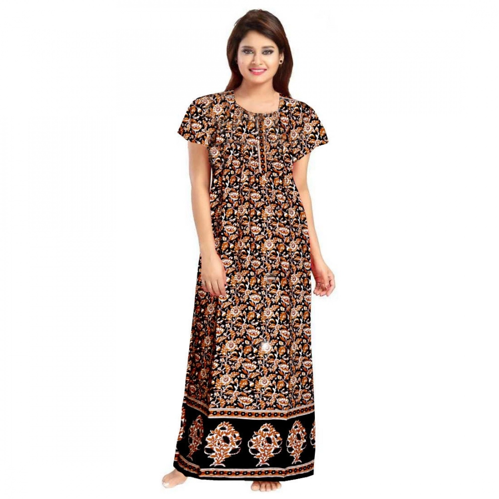 52361305641_17ecdec2d5_o_d-1000x1000-1.webp Generic Women's Cotton Printed Maxi Nighty (Brown) - Image 1