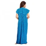 Generic Women's Cotton Printed Maxi Nighty (Aqua Blue) - Image 3