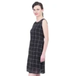 Generic Women's Cotton Blend Checked Sleeveless Sheath Dress (Black) - Image 2
