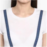 Generic Women's Denim Solid Shoulder Straps Below Knee Dress (Blue) - Image 2
