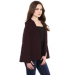 Generic Women's Polyester Solid Cape Sleeve Blazer (Wine) - Image 4