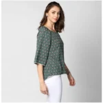 Generic Women's Polyester Printed 3-4th Sleeves Top (Green) - Image 4