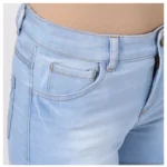 Generic Women's Denim Solid Buttoned Shorts (Blue) - Image 2