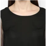 Generic Women's Polyester Solid Tier Sleeve Top (Black) - Image 2