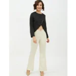 Generic Women's Polyester Asymmetrical Long Sleeves Top (Black) - Image 3