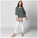 Generic Women's Polyester Printed 3-4th Sleeves Top (Green) - Image 6