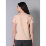 Generic Women's Cotton Blended Solid Round Neck Half Sleeve T-Shirt (Peach) - Image 4