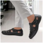 Generic Men's Casual Faux Leather Solid Velcro Sandal (Black) - Image 5