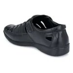 Generic Men's Casual Faux Leather Solid Velcro Sandal (Black) - Image 2