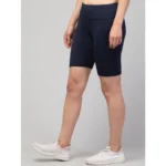Generic Women's Polyester Solid Above Knee High-Rise Shorts (Navy) - Image 3