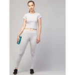 Generic Women's Polyester Solid Ankle Length High-Rise Tights (Light Grey) - Image 5