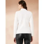 Generic Women's Polyester Solid High Neck Full Sleeve T-Shirt (White) - Image 5