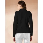 Generic Women's Polyester Solid High Neck Full Sleeve T-Shirt (Black) - Image 5