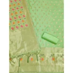 Generic Women's Banarasi Silk Printed Unstitched Salwar Suit Material With Dupatta (Pista, 3Mtrs) - Image 2
