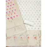 Generic Women's Banarasi Silk Printed Unstitched Salwar Suit Material With Dupatta (White, 3Mtrs) - Image 4