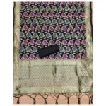 Generic Women's Banarasi Silk Printed Unstitched Salwar Suit Material With Dupatta (Black, 3Mtrs) - Image 3
