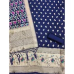 Generic Women's Banarasi Silk Printed Unstitched Salwar Suit Material With Dupatta (Navy Blue, 3Mtrs) - Image 2