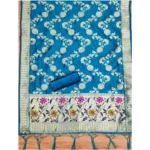 Generic Women's Banarasi Silk Printed Unstitched Salwar Suit Material With Dupatta (Blue, 3Mtrs) - Image 2