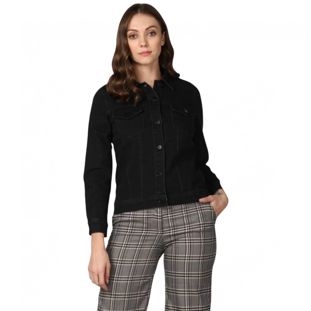 54582999637_c8b6179957_o-1000x1000-1.webp Generic Women's Denim Solid Long Sleeve Jacket (Black) - Image 1