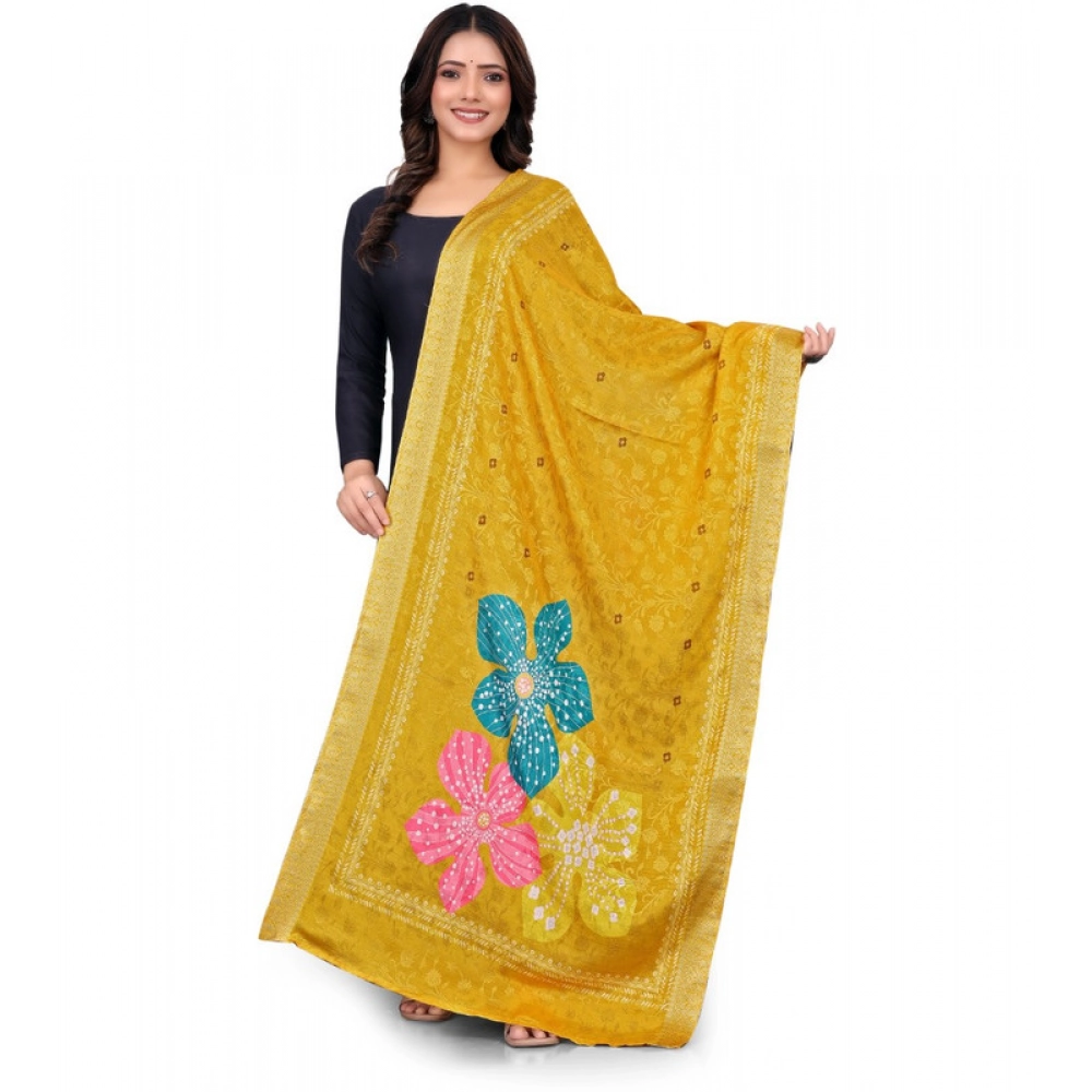 BSB2631009-Main-1000x1000-1.webp Generic Women's chanderi silk Printed Dupatta (Yellow, Length: 2 Mtr) - Image 1
