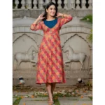 Generic Women's Rayon Print With Embroidery Work A-Line Kurti (Multicolor) - Image 5