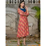 Generic Women's Rayon Print With Embroidery Work A-Line Kurti (Multicolor) - Image 4