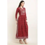 Generic Women's Casual Rayon Full sleeve Kurti (Maroon) - Image 4