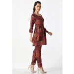 Generic Women's Casual Crepe 3-4th Sleeves Cord Set (Maroon) - Image 4