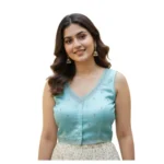 Generic Women's Zimmi Choo Sequin Work V-Neck Padded Blouse (Sky Blue 38 Ready (Self Alterable 36–40)