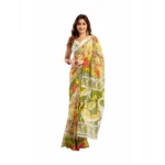 Generic Women's Faux_Linen Printed Ready-to-Wear Saree With Unstitched Blouse 5.5 Mtr (Multicolor)