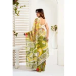 Generic Women's Faux_Linen Printed Ready-to-Wear Saree With Unstitched Blouse 5.5 Mtr (Multicolor) - Image 4