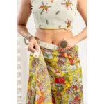 Generic Women's Faux_Linen Printed Ready-to-Wear Saree With Unstitched Blouse 5.5 Mtr (Multicolor) - Image 2