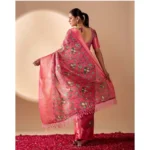 Generic Women's Faux_Banarasi_Silk Printed Saree With Unstitched Blouse 5.5Mtr (Pink) - Image 2