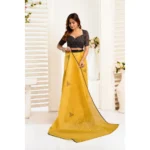 Generic Women's Linen Cotton Printed Ready To Wear Saree With Unstitched Blouse 5.5 Mtr (Yellow) - Image 2