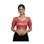 Generic Women's Erode Silk V Neck Padded Blouse (Pink, 38 Ready Size (Self-Alterable 36–40)