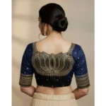 Generic Women's Vichitra Silk V Neck Padded Blouse (Navy, 38 Ready Size (Self-Alterable 36–40) - Image 2