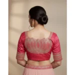 Generic Women's Vichitra Silk V Neck Padded Blouse (Pink, 38 Ready Size (Self-Alterable 36–40) - Image 2