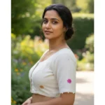 Generic Women's Cambric Cotton Round Neck Padded Blouse (White, 38 Ready Size (Self-Alterable 36–40) - Image 2