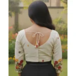 Generic Women's Cambric Cotton Round Neck Padded Blouse (White, 38 Ready Size (Self-Alterable 36–40) - Image 2