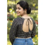 Generic Women's Rayon Sabyasachi Style Round Neck Padded Blouse (Black, 38 Ready Size (Self-Alterable 36–40) - Image 2