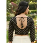 Generic Women's Ajrakh Cotton Halter Neck Padded Blouse (Black, 38 Ready Size (Self-Alterable 36–40) - Image 2